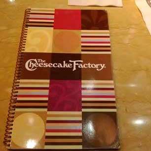 Cheesecake Factory menu