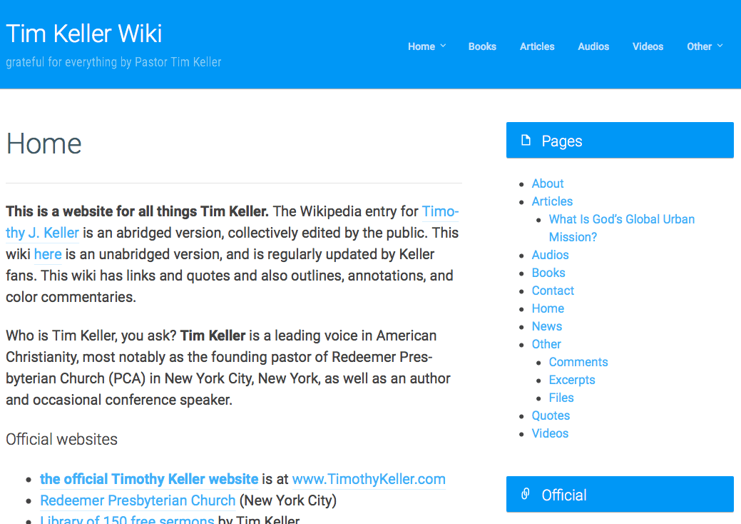 The Decline of the Tim Keller Wiki website