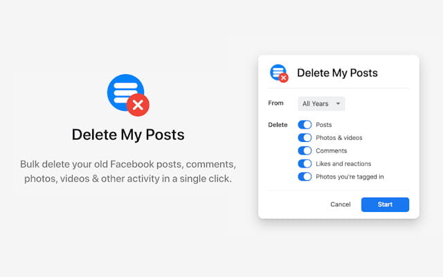 How to keep my Facebook account and delete all content?